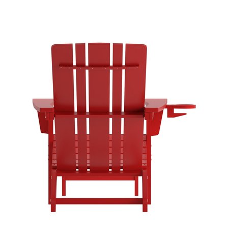 Flash Furniture Red Adirondack Chairs with Ottoman-Cupholder, 2PK 2-LE-HMP-1045-110-RD-GG